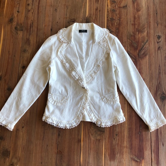 Jensato White & Off White Blazer Jacket - Picture 1 of 12